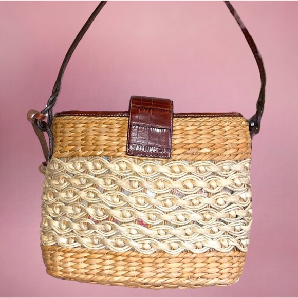Brighton Sadie Straw Raffia Leather Shoulder Bag - Picture 2 of 7